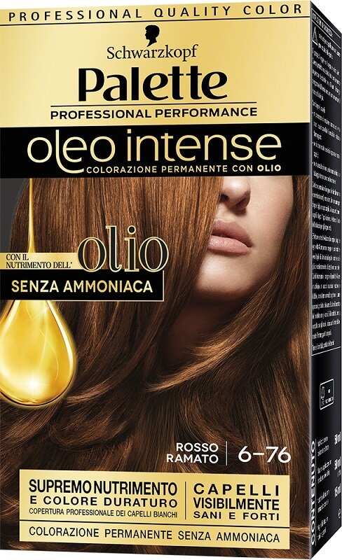 Schwarzkopf palette oleo intense senza ammoniaca con doppio olio attivatore 6-76 rosso ramato 173 g