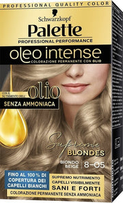 Schwarzkopf palette oleo intense senza ammoniaca con doppio olio attivatore 8-05 biondo beige 173 g
