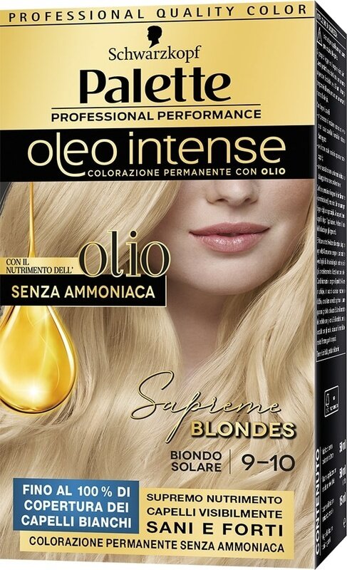Schwarzkopf palette oleo intense senza ammoniaca con doppio olio attivatore 9-10 biondo solare 173 g