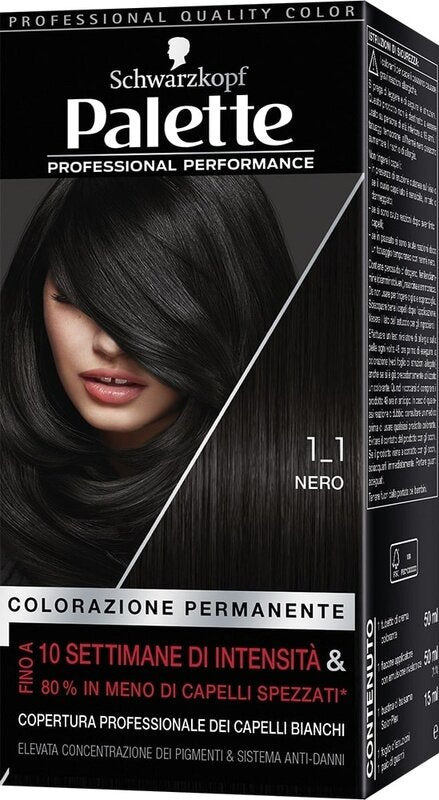 Schwarzkopf palette professional performance colorazione permanente per capelli tonalita' 1-1 nero 170 g