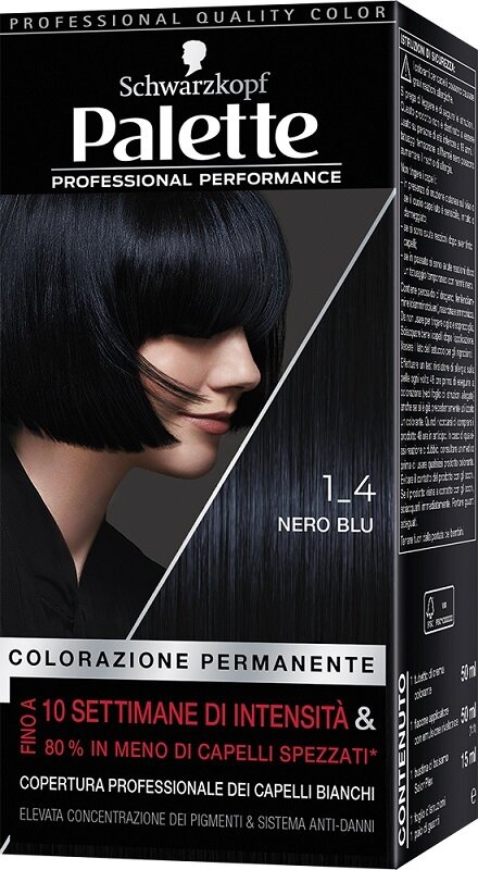 Schwarzkopf palette professional performance colorazione permanente per capelli tonalita' 1-4 nero blu 170 g