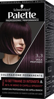 Schwarzkopf palette professional performance colorazione permanente per capelli tonalita' 3-3 viola profondo 170 g