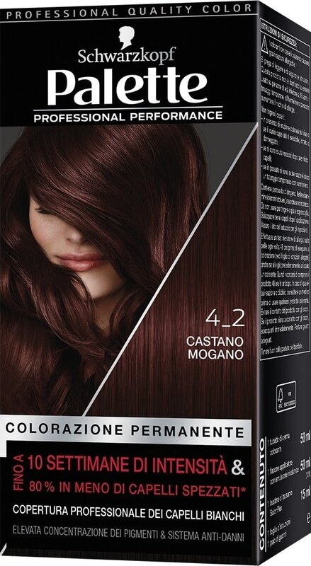 Schwarzkopf palette professional performance colorazione permanente per capelli tonalita' 4-2 castano mogano 170 g