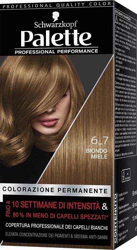 Schwarzkopf palette professional performance colorazione permanente per capelli tonalita' 6-7 biondo miele 170 g