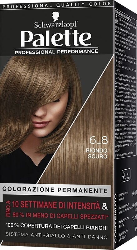 Schwarzkopf palette professional performance colorazione permanente per capelli tonalita' 6-8 biondo scuro 170 g