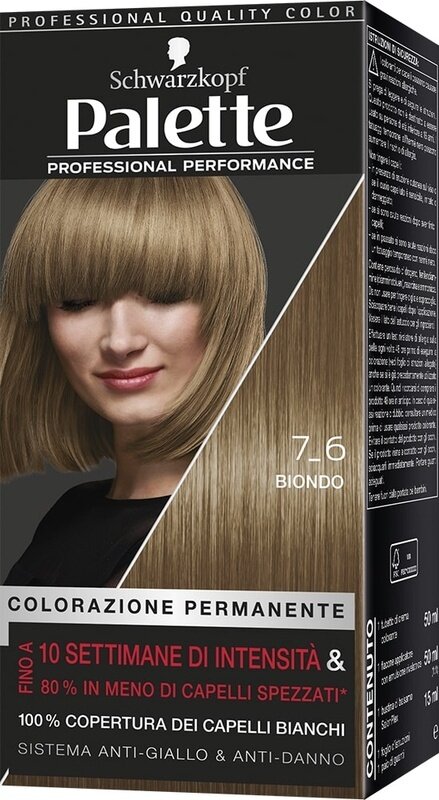 Schwarzkopf palette professional performance colorazione permanente per capelli tonalita' 7-6 biondo 170 g
