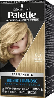 Schwarzkopf palette professional performance colorazione permanente per capelli tonalita' 8-11 biondo sabbia 170 g