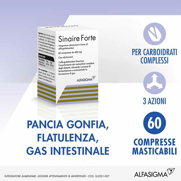 Sinaire 300 Galu Forte Contro Gas Intestinale 60 compresse