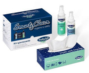 Smarty clean kit con igienizzante spray liquido mani + igienizzante spray liquido superfici + asciugamani usa e getta con fibra di cotone