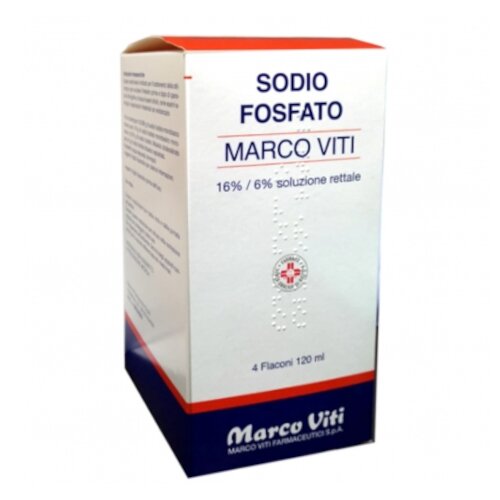 Sodio fosfato (marco viti) 4 flaconi 120 ml soluzione rettale 16% + 6%