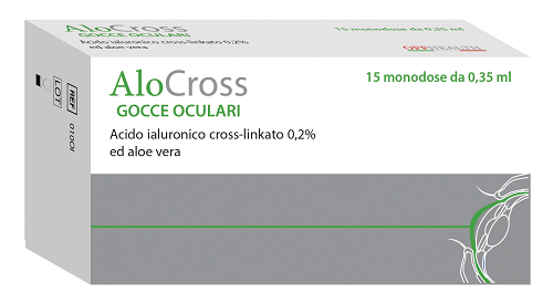 Soluzione oftalmica lubrificante a base di acido ialuronicosale sodico cross linkato 0,20% alocross 15 oftioli 0,35 ml