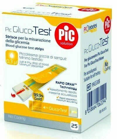 PIC Strisce misurazione Glicemia Glucotest 25 pezzi