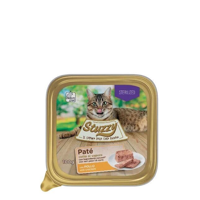 Stuzzy paté per gatto sterilizzato con pollo vaschetta 100g
