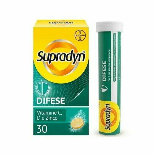 Supradyn Difese Adulto Integratore di Vitamina C D e Zinco 30 Compresse Effervescenti