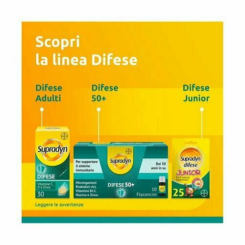 Supradyn Difese Adulto Integratore di Vitamina C D e Zinco 30 Compresse Effervescenti
