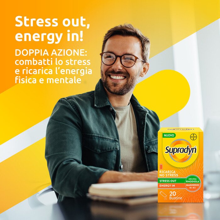 Supradyn ricarica no stress integratore vitamine e magnesio contro la stanchezza da stress 20 buste