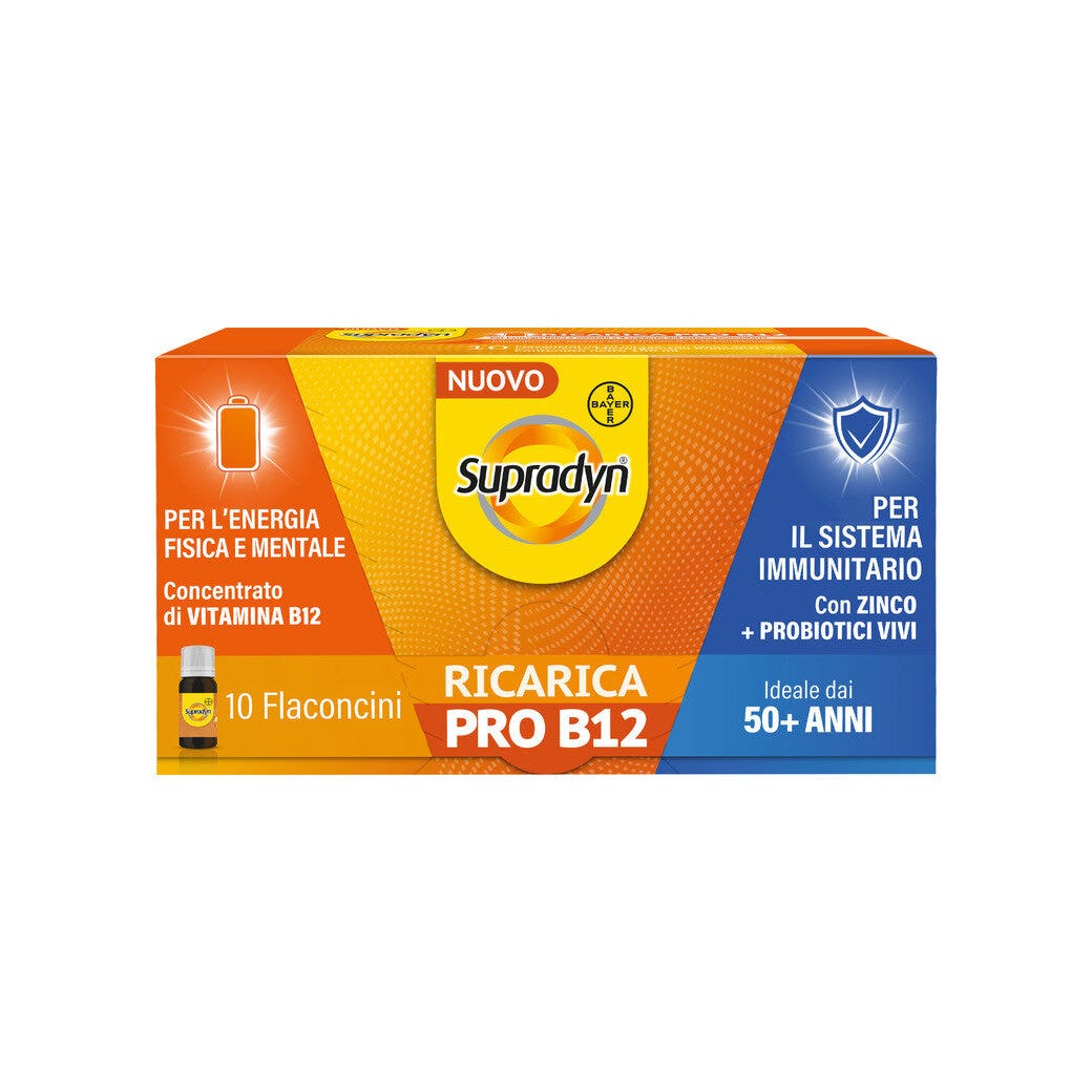 Supradyn ricarica pro b12 integratore adulti 50+ con vitamina b12 e zinco 10 flaconcini