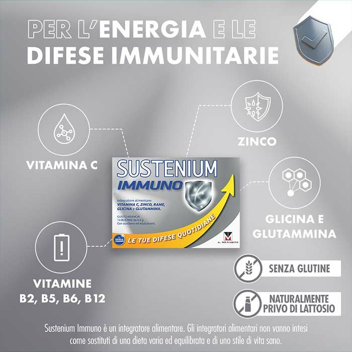 Sustenium Immuno Integratore Sistema Immunitario 14 Bustine 