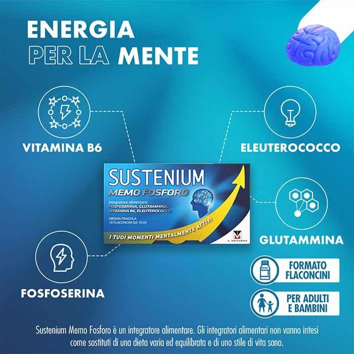 Sustenium Memo Fosforo Integratore Per La Memoria 10 Flaconcini