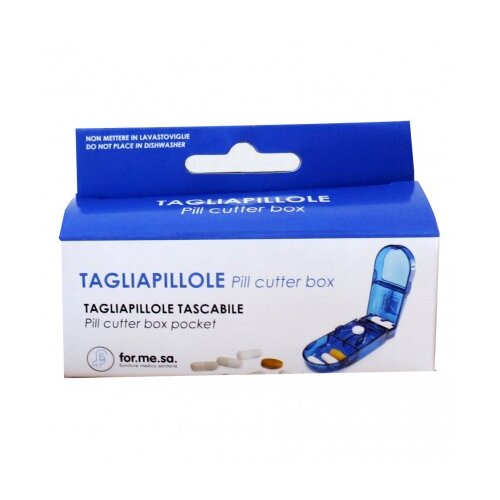 Tagliapillole tascabile con scomparto arrotondato