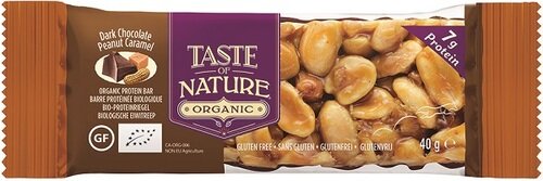 Taste of nature barretta alle arachidi e caramello con cioccolato fondente  bio 40 g