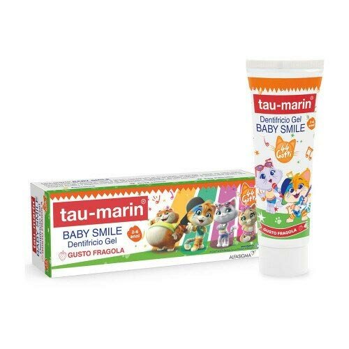 Tau-Marin Baby Smile Dentifricio Gel gusto fragola 44 gatti