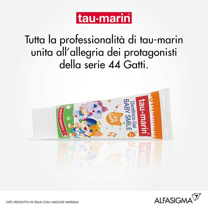 Tau-Marin Baby Smile Dentifricio Gel gusto fragola 44 gatti