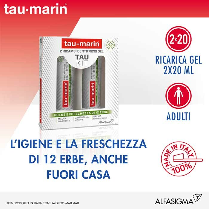 Tau marin dentifricio rinfrescante ricarica tau kit 2x20ml