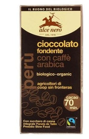 Tavoletta cioccolato fondente bio con caffe' fairtrade 50 g