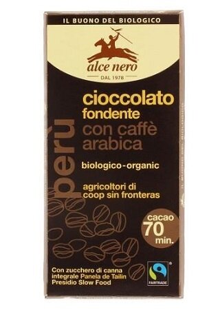 Tavoletta cioccolato fondente bio con caffe' fairtrade 50 g
