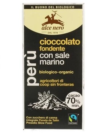 Tavoletta cioccolato fondente bio con sale fairtrade 50 g