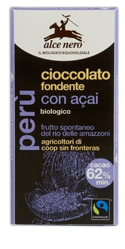 Tavoletta di cioccolato fondente bio con acai del peru fairtrade 50 g