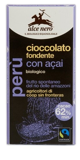 Tavoletta di cioccolato fondente bio con acai del peru fairtrade 50 g