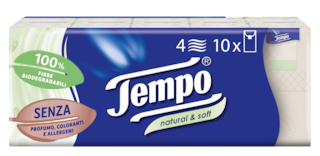 Tempo fazzoletti natural&soft 10 pezzi da 9 fazzoletti
