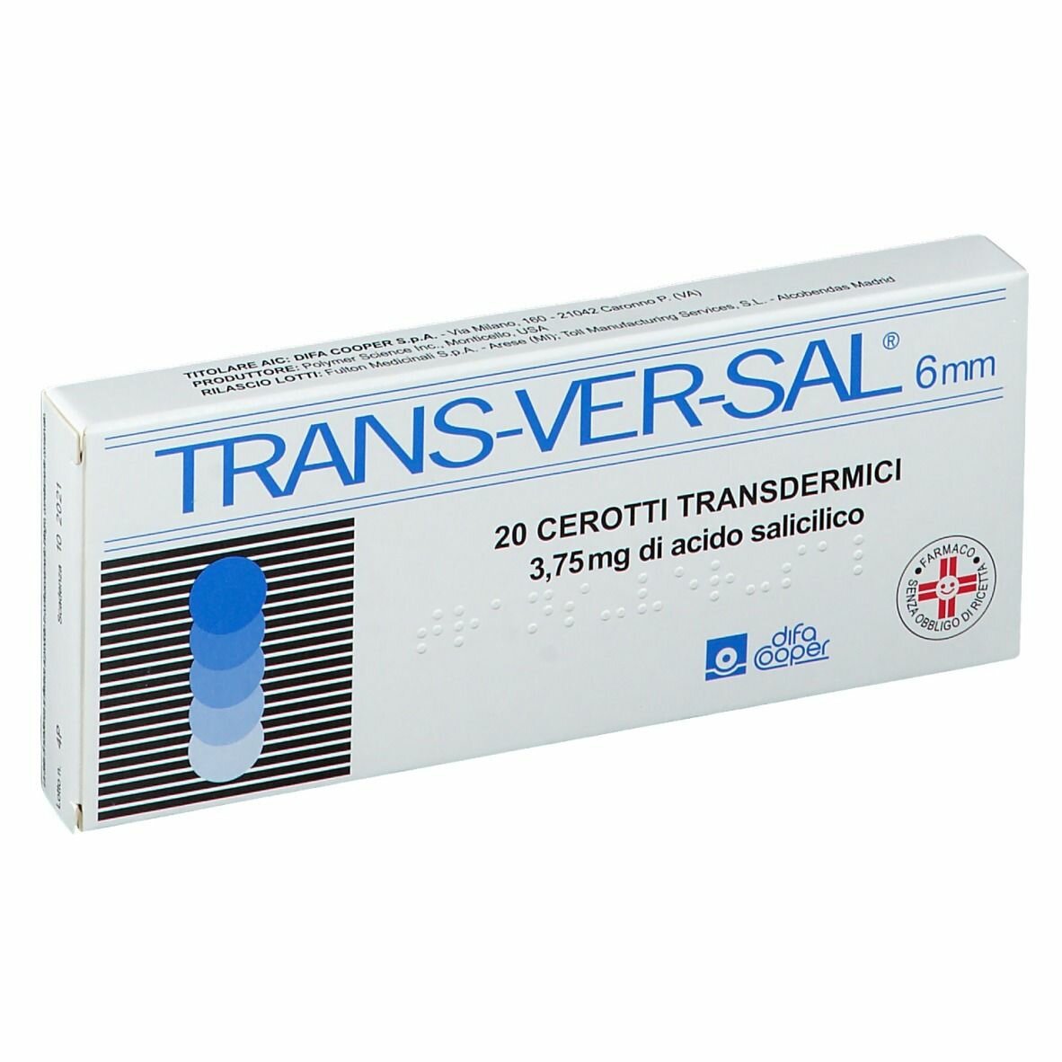 Transversal 3,75 mg Verruche 6 mm 20 cerotti 