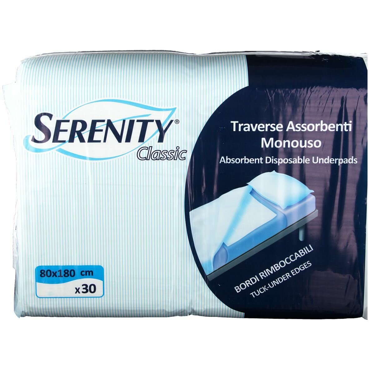 Traversa salvamaterasso per incontinenza serenity classic rimboccabile misura 80x180cm 30 pezzi