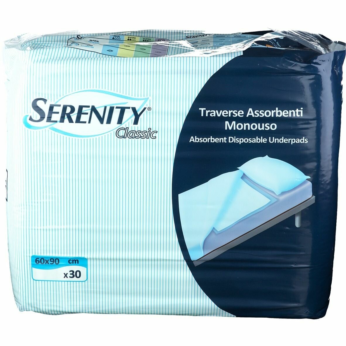 Traversa salvamaterasso per incontinenza serenity misura 60x90cm 30 pezzi