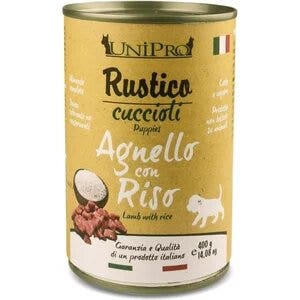 Unipro rustico cibo umido agnello e riso per cani cuccioli barattolo 400g