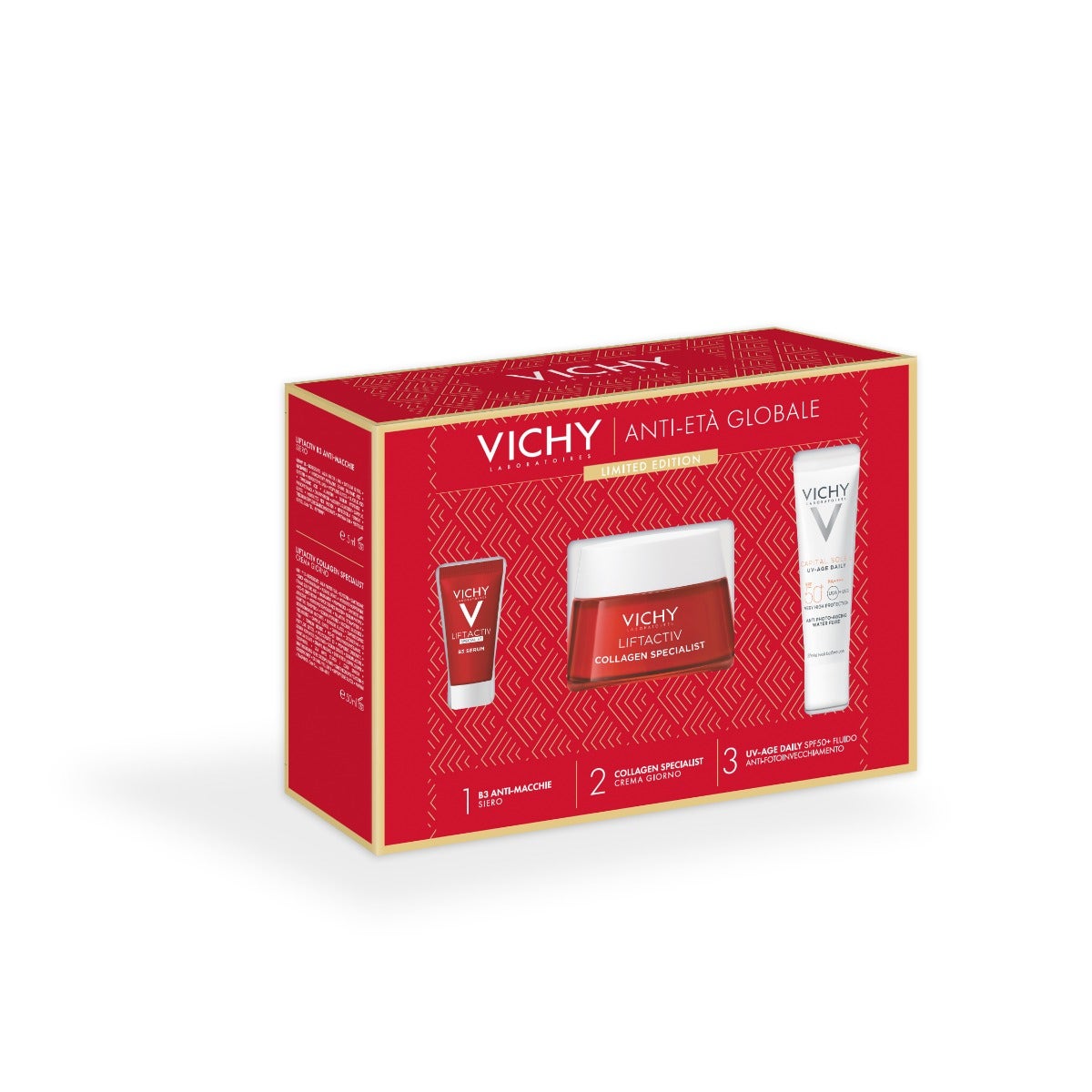 Vichy cofanetto liftactiv b3 anti-macchie siero 5ml+crema giorno 50ml +uv-age daily spf50+ 15ml