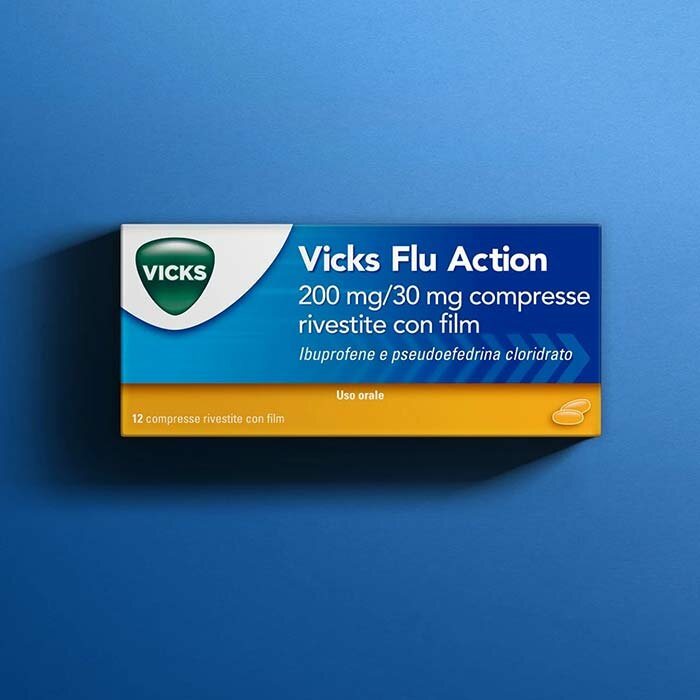 Vicks Flu Action 200 mg + 30 mg Decongestionante 12 compresse rivestite