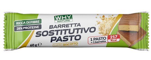 Whynature barretta sostitutiva pasto biscotto ricoperta cioccolato al latte 60 g