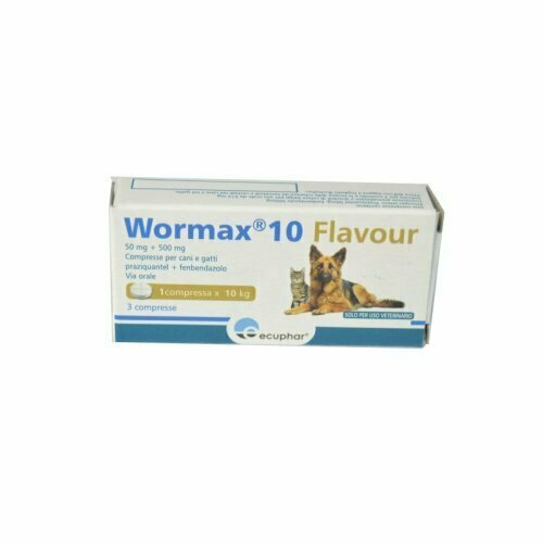 Wormax 10 Flavour 50 mg + 500 mg per Cani e Gatti 3 compresse
