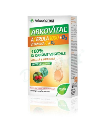 Arkovital Acerola 1000 + D3 20 compresse effervescenti
