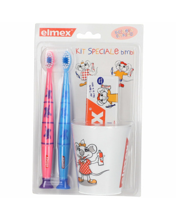 Special pack kids elmex 1 dentifricio elmex bimbi 50 ml + 2spazzolini elmex bimbi 3-6 anni + 1 tazza omaggio