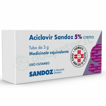 Aciclovir sand crema 3g 5% contro herpes simplex