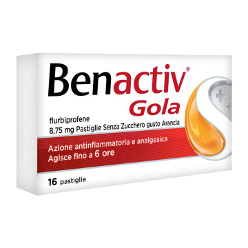 Benactiv Gola Pastiglie Senza Zucchero Gusto Arancia 16 Pastiglie