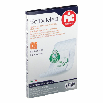 Cerotto pic soffix med in tnt con tampone centrale assorbente sterile monouso 10x12 cm antibatterico 5 pezzi