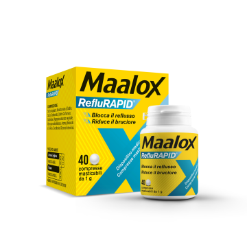 Maalox Reflurapid Blocca il Reflusso Riduce il Bruciore 40 Compresse