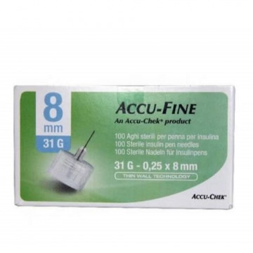 Ago per penna da insulina accu-fine pen needle accu-chek gauge 31 x 8mm 100 pezzi