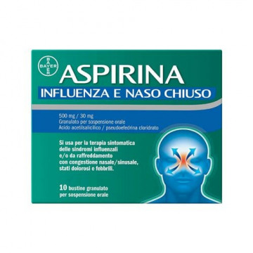 Aspirina influenza naso chiuso 500 mg + 30 mg orale 10 bustine 